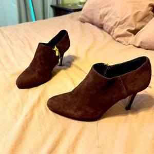 LK Bennett High Heel Booties in purple velvet